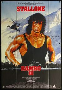 5c161 RAMBO III French 1p '88 Sylvester Stallone returns as John Rambo, great c/u with helicopter!