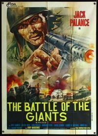 5c351 BULLET FOR ROMMEL Italian 1p '69 cool close up art of Jack Palance with machine gun!