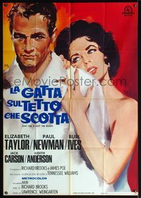 5c358 CAT ON A HOT TIN ROOF Italian 1p R66 different art of Elizabeth Taylor & Newman by Nano!