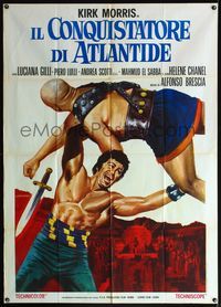 5c375 CONQUEROR OF ATLANTIS Italian 1p R72 art of Kirk Morris throwing bad bald guy by Crovato!