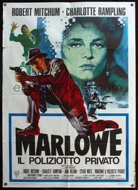 5c416 FAREWELL MY LOVELY Italian 1p '75 completely different art of Mitchum & Rampling by E. Iaia!