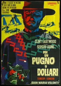 5c420 FISTFUL OF DOLLARS Italian 1p R65 Sergio Leone, different art of Clint Eastwood by Papuzza!