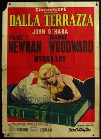 5c427 FROM THE TERRACE Italian 1p '60 different art of Paul Newman & sexy Joanne Woodward on book!