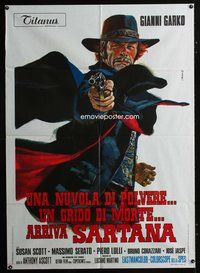 5c442 GUNMAN IN TOWN Italian 1p '71 cool artwork of Gianni Garko pointing gun by P. Franco!