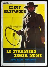 5c450 HIGH PLAINS DRIFTER Italian 1p '73 great art of Clint Eastwood holding gun & whip by Nistri!