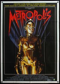 5c507 METROPOLIS Italian 1p R84 Fritz Lang sci-fi classic, best close up of golden female robot!