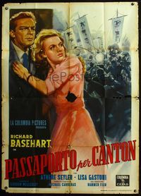 5c530 PASSPORT TO CHINA Italian 1p '61 Richard Basehart tries to help Lisa Gastoni flee Red China!
