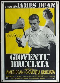 5c549 REBEL WITHOUT A CAUSE Italian 1p R70s great different image of James Dean in knife fight!