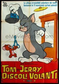 5c614 TOM & JERRY Italian 1p 1965 great cartoon image with guillotine & flying saucer!