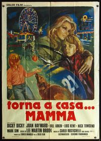 5c616 TORNA A CASA MAMMA Italian 1p '75 cool Avelli art of boy with his mother & dog + carnival!