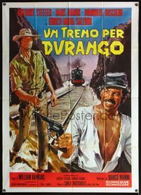 5c619 TRAIN FOR DURANGO Italian 1p '73 art of stars with guns on railroad tracks by Deseta!