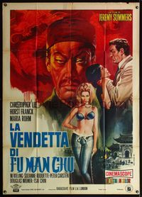 5c629 VENGEANCE OF FU MANCHU Italian 1p '67 art of Asian villain Chris Lee & sexy babe by Casaro!