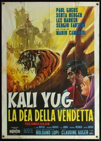 5c630 VENGEANCE OF KALI Italian 1p '63 art of snarling tiger, elephants & top stars by Martinati!