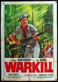 5c638 WARKILL Italian 1p '68 different art of George Montgomery in the jungle by Piovano!