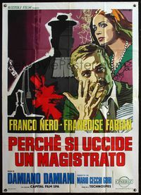 5c644 WHY DOES ONE KILL A MAGISTRATE? Italian 1p '74 art of Nero & Francoise Fabian by Cesselon!