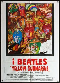 5c650 YELLOW SUBMARINE Italian 1p R70s really cool different psychedelic art of The Beatles!