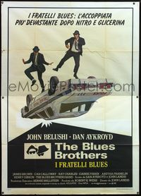 5c215 BLUES BROTHERS art style Italian 2p '80 John Belushi & Dan Aykroyd are on a mission from God!