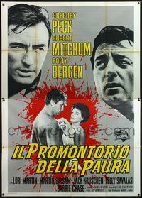 5c225 CAPE FEAR Italian 2p '62 Gregory Peck, Robert Mitchum, Polly Bergen, film noir, different!