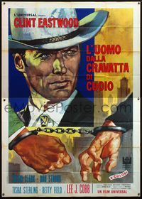 5c231 COOGAN'S BLUFF Italian 2p '68 best different art of Clint Eastwood & handcuffs, Don Siegel