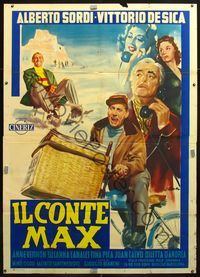 5c234 COUNT MAX Italian 2p '57 rich Vittorio De Sica helps poor Alberto Sordi, art by Olivetti!