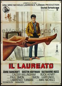 5c255 GRADUATE Italian 2p '68 classic image of Dustin Hoffman & Anne Bancroft's sexy leg!