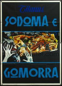 5c287 SODOM & GOMORRAH Italian 2p '63 Robert Aldrich, cool completely different art by Manfredo!