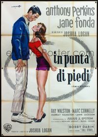 5c290 TALL STORY Italian 2p '60 different art of Anthony Perkins & sexy Jane Fonda by Cesselon!