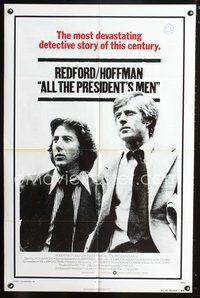 5d023 ALL THE PRESIDENT'S MEN 1sh '76 Dustin Hoffman & Robert Redford as Woodward & Bernstein!