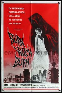 5d068 BURN WITCH BURN 1sh '62 undead demons of Hell arise to terrorize the world!