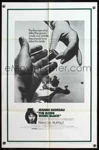 5e105 BRIDE WORE BLACK 1sh '68 Francois Truffaut's La Mariee Etait en Noir, Jeanne Moreau!