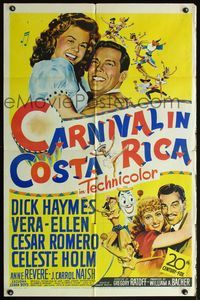 5e125 CARNIVAL IN COSTA RICA 1sh '47 art of Dick Haymes & Vera-Ellen in Central America!