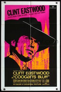 5e155 COOGAN'S BLUFF 1sh '68 art of Clint Eastwood in New York City, directed by Don Siegel!