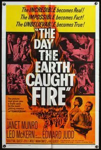 5e180 DAY THE EARTH CAUGHT FIRE 1sh '62 Val Guest sci-fi, the most jolting events of tomorrow!