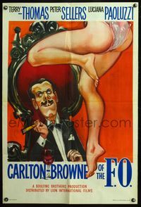 5e123 CARLTON-BROWNE OF THE F.O. English 1sh '59 Peter Sellers, art of Terry-Thomas & naked legs!