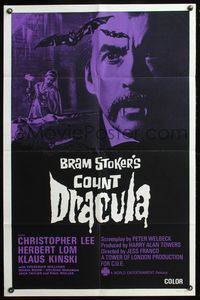 5e161 COUNT DRACULA 1sh R70s Jesus Franco directed, Christoper Lee as Dracula, horror!