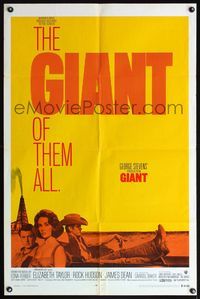 5e286 GIANT 1sh R70 James Dean, Elizabeth Taylor, Rock Hudson, directed by George Stevens!