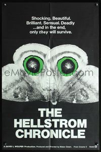 5e332 HELLSTROM CHRONICLE 1sh '71 cool huge moth close up image, only THEY will survive!