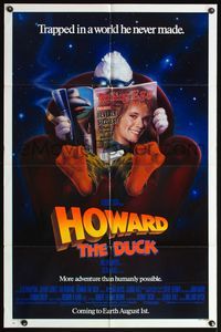 5e342 HOWARD THE DUCK advance 1sh '86 George Lucas, Lea Thompson, Jeffrey Jones, Tim Robbins