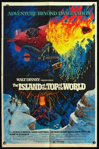 5e360 ISLAND AT THE TOP OF THE WORLD 1sh '74 Disney's adventure beyond imagination, cool art!