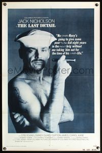 5e396 LAST DETAIL style A 1sh '73 Hal Ashby, foul-mouthed Navy sailor Jack Nicholson with cigar!