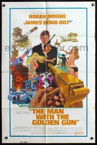 5e445 MAN WITH THE GOLDEN GUN East hemi 1sh '74 Roger Moore as James Bond by Robert McGinnis!