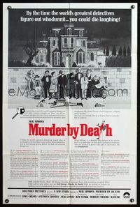 5e474 MURDER BY DEATH 1sh '76 great Charles Addams artwork of cast, character info style!