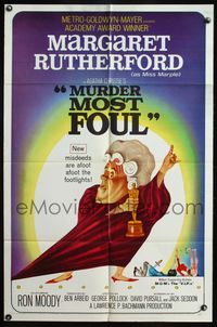 5e476 MURDER MOST FOUL 1sh '64 art of Margaret Rutherford, written by Agatha Christie!