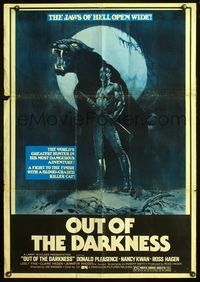 5e482 NIGHT CREATURE 1sh '77 cool artwork of Donald Pleasence & panther, Out of the Darkness!