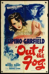 5e529 OUT OF THE FOG 1sh '41 directed by Anatole Litvak, Ida Lupino, John Garfield!