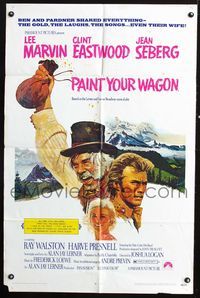 5e533 PAINT YOUR WAGON 1sh '69 art of Clint Eastwood, Lee Marvin & pretty Jean Seberg!