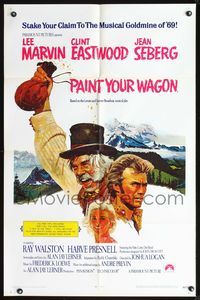 5e534 PAINT YOUR WAGON int'l 1sh '69 art of Clint Eastwood, Lee Marvin & pretty Jean Seberg!