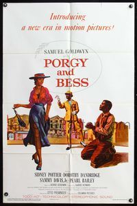 5e552 PORGY & BESS 1sh '59 art of Sidney Poitier, Dorothy Dandridge & Sammy Davis Jr.!