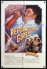 5e585 REFORM SCHOOL GIRLS 1sh '86 great Craig art of tough teacher, sexy Wendy O. Williams!