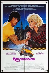 5e590 RHINESTONE 1sh '84 Sylvester Stallone arm wrestles Dolly Parton, Alvin art of taxi cab!
